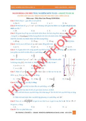 100 câu hỏi trắc nghiệm Toán 12 - Lâm Hứa Phong